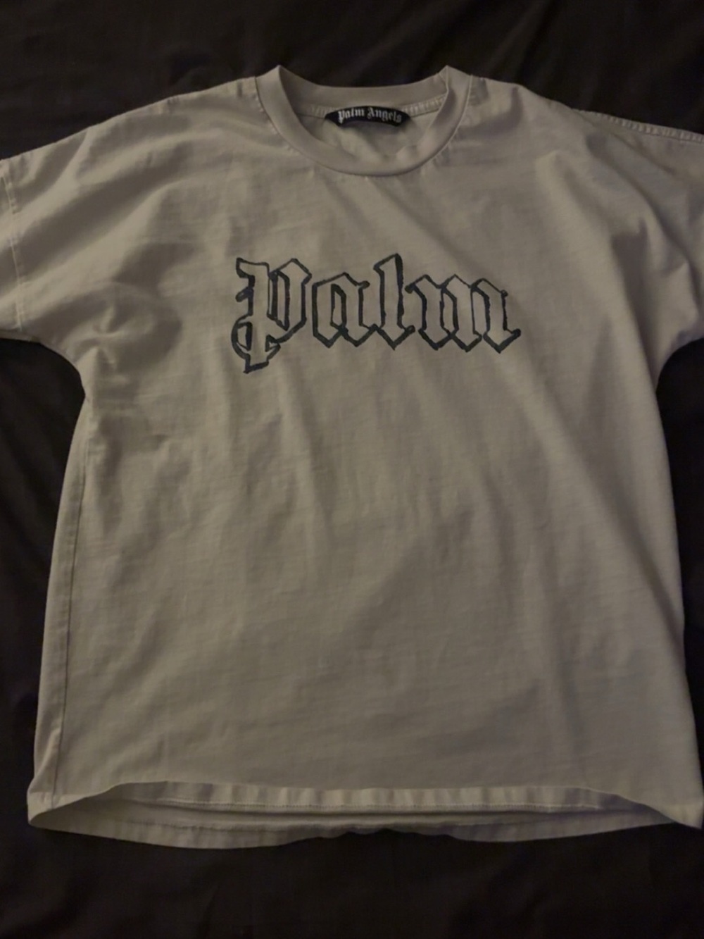 Palm Angels Beige and Black Gothic Logo Tee